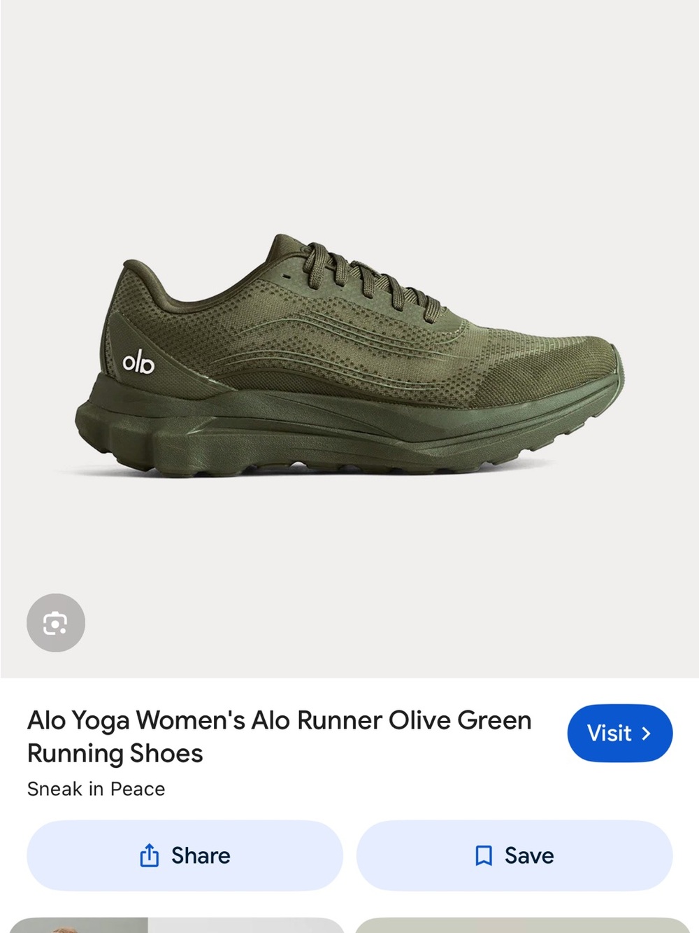 ALO Yoga Olive Green Running Sneaker